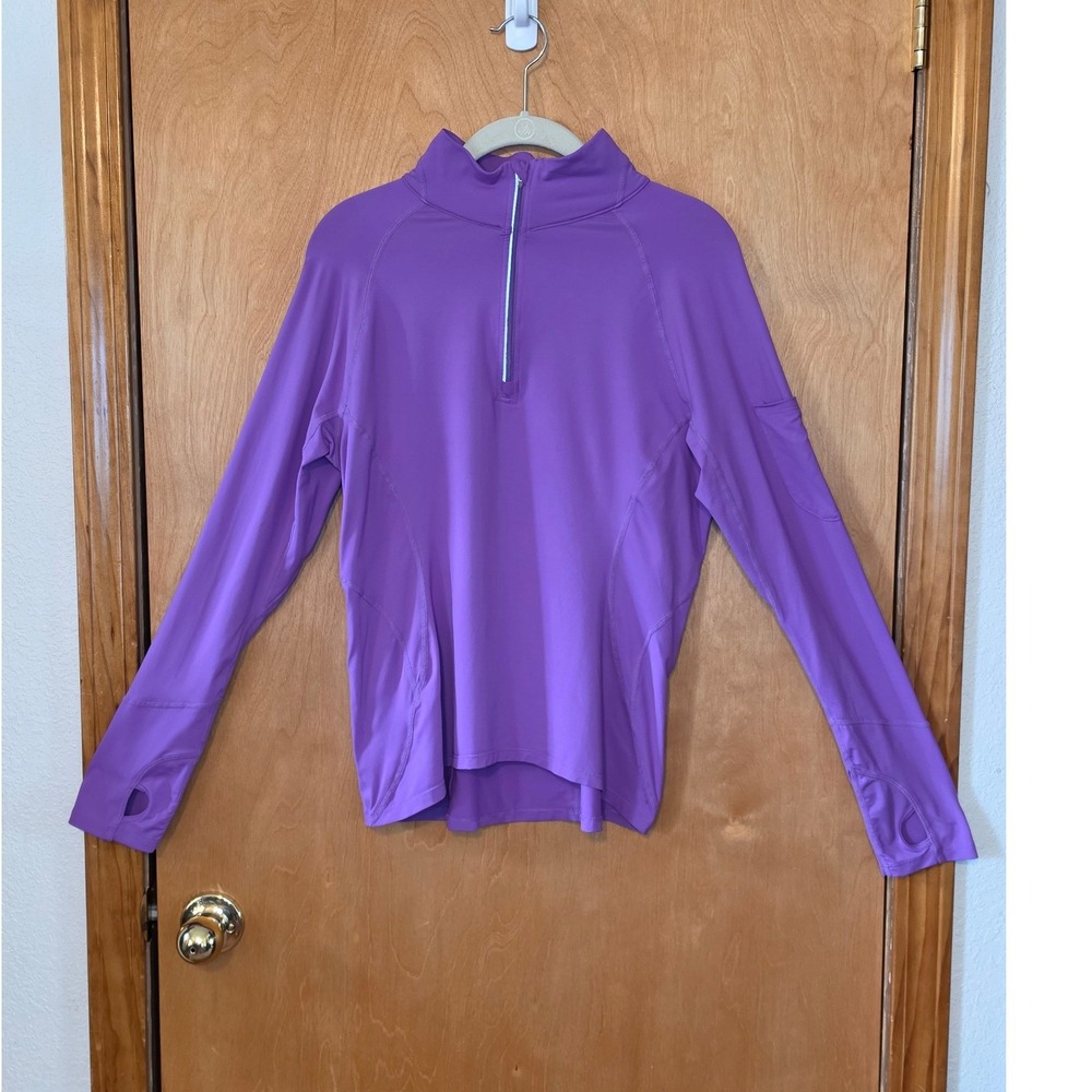 BloqUV Womens Purple Quarter Zip Sun Shirt Base Layer Long Sleeve Thumbhole Lg